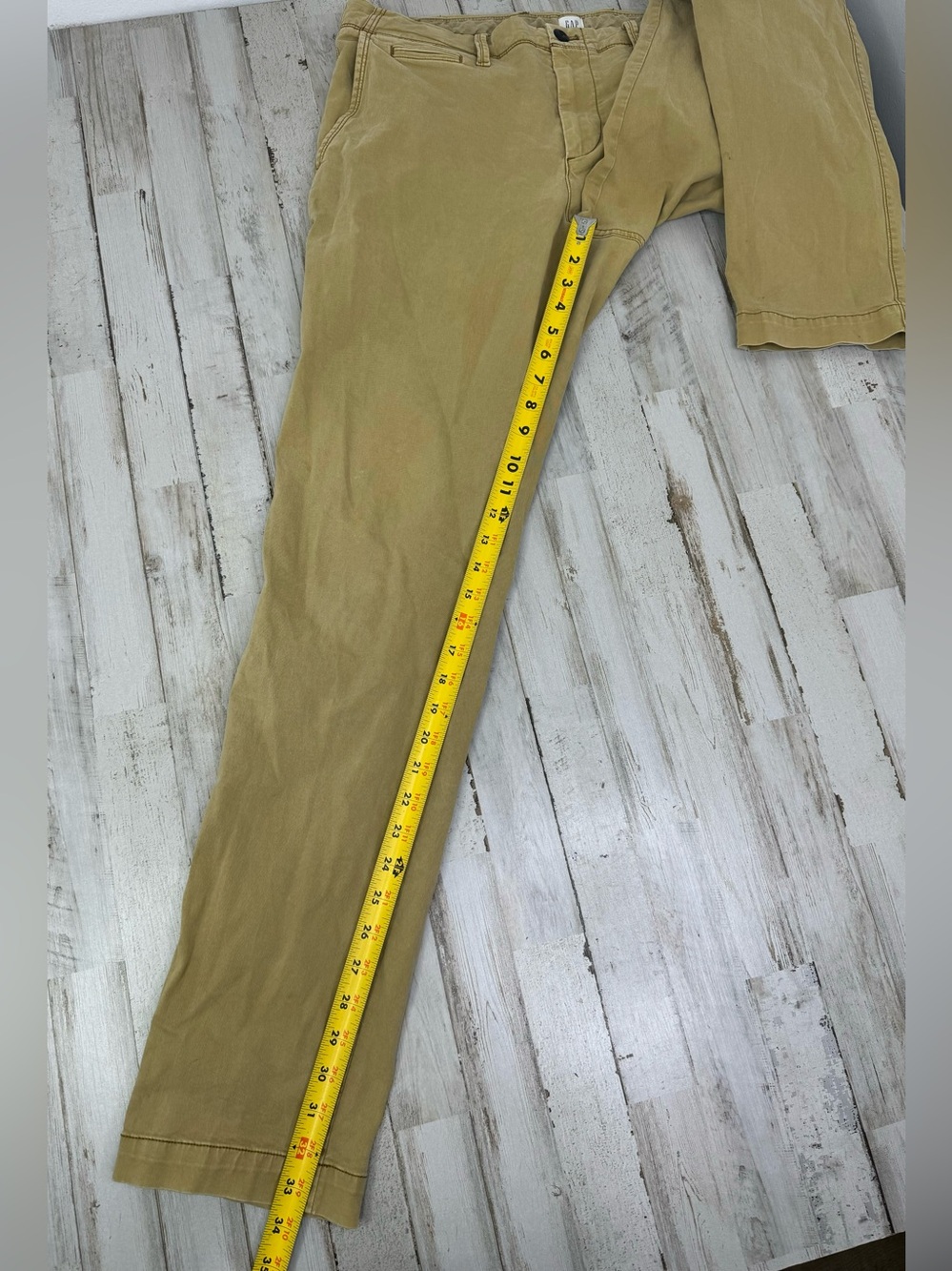 Gap Mens Slim Leg Pants Khaki Tab Size 36x33.5 Button Zip Close - Picture 8 of 11